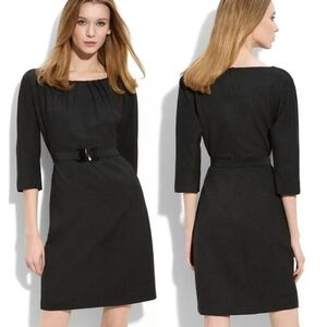 Trina Turk LA Romano Dress Gray Belted Ruched Barbiecore Classic Dark Gray